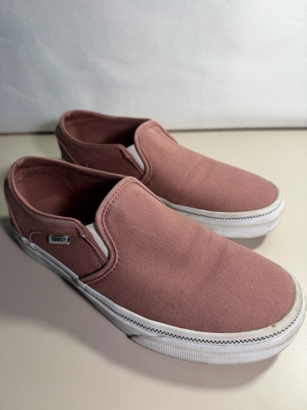 Vans Classic Slip-On Herringbone Sneaker Nostalgia Rose True White Sz 8 Womens